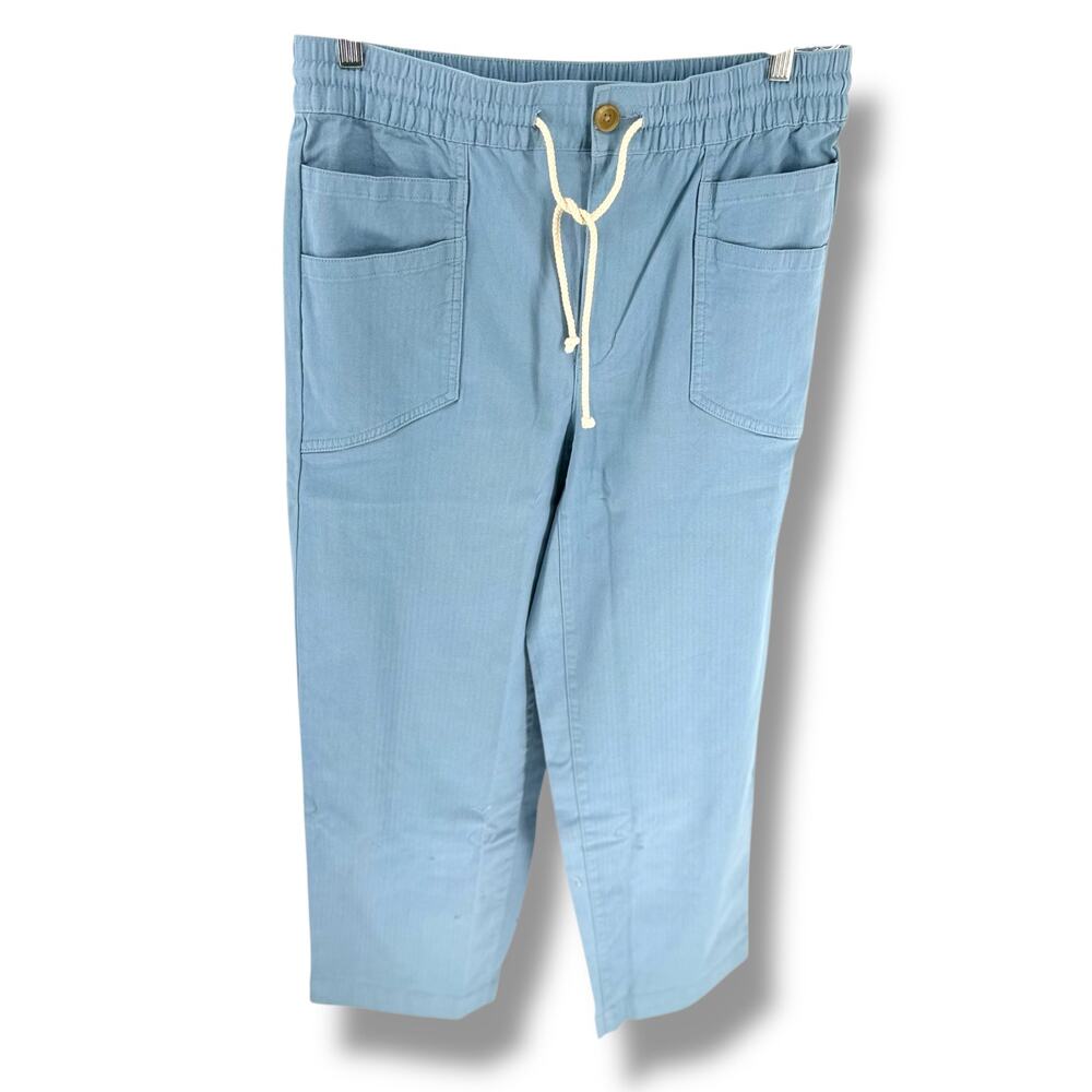Lands' End Women's Herringbone Chino High Rise Ankle Pants Size 10 Slate Blue